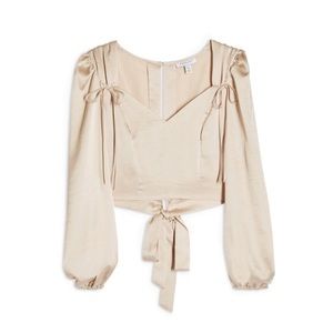 Topshop Open Back Puff Sleeve Blouse